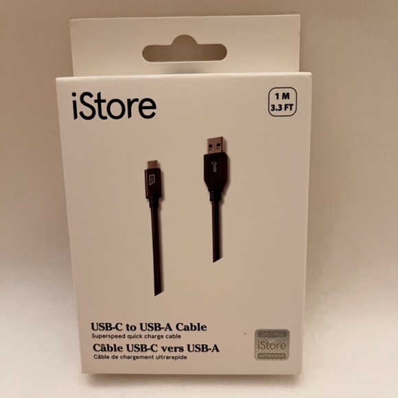 iStore USB-C to USB-A Black Cable 3.3 Feet / 1 Meter - Picture 6 of 6